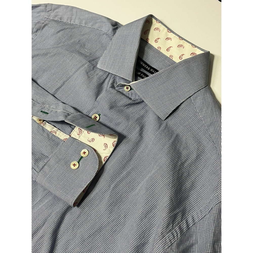 Hammer Made Italian Made Button Down Shirt Mens 39/15.5 Blue Woven In Italy M/L